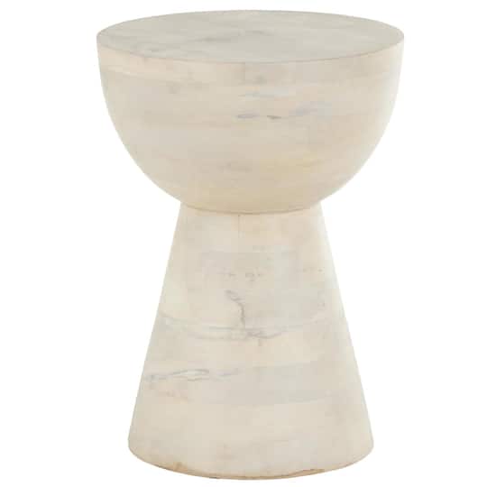 18.25" Cream Mango Wood Accent Table